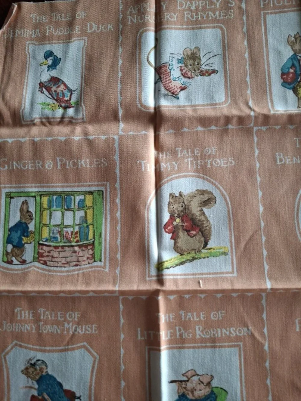 Vtg Beatrix Potter Fabric Panel - Cotton -